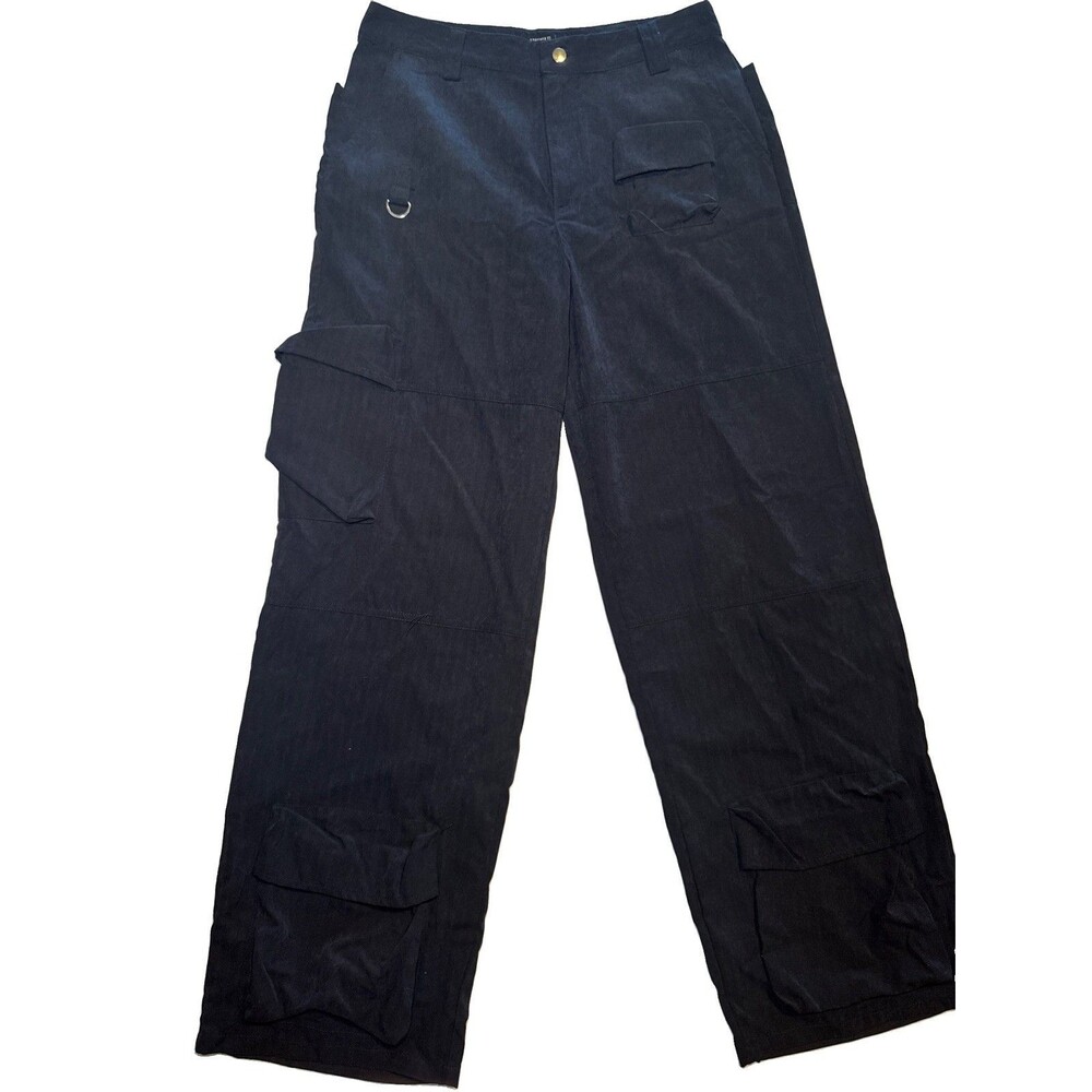 Forever 21 Cargo Pants Women Medium Black Wide Leg Pockets